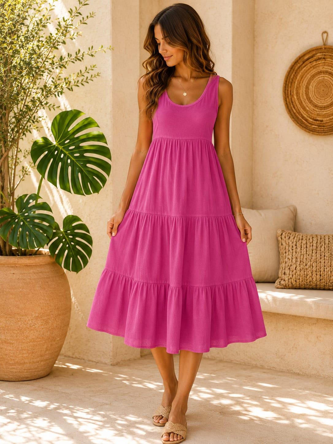 Celia White Tiered Midi Dress — view 2