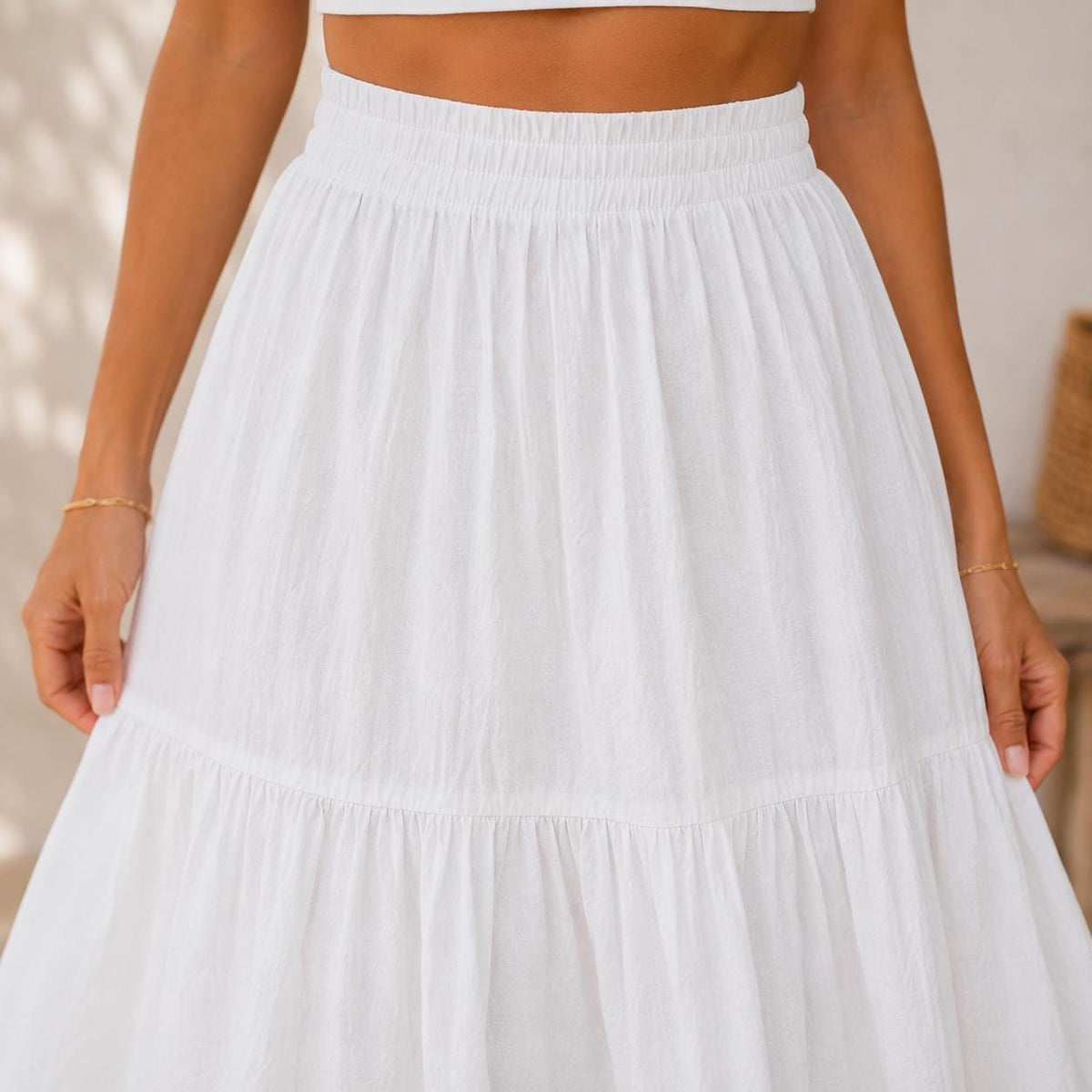 Winnie White Linen Tiered Pants — view 3