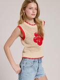 Joy Beige Knit Embroidered Top — Brisa's Boutique