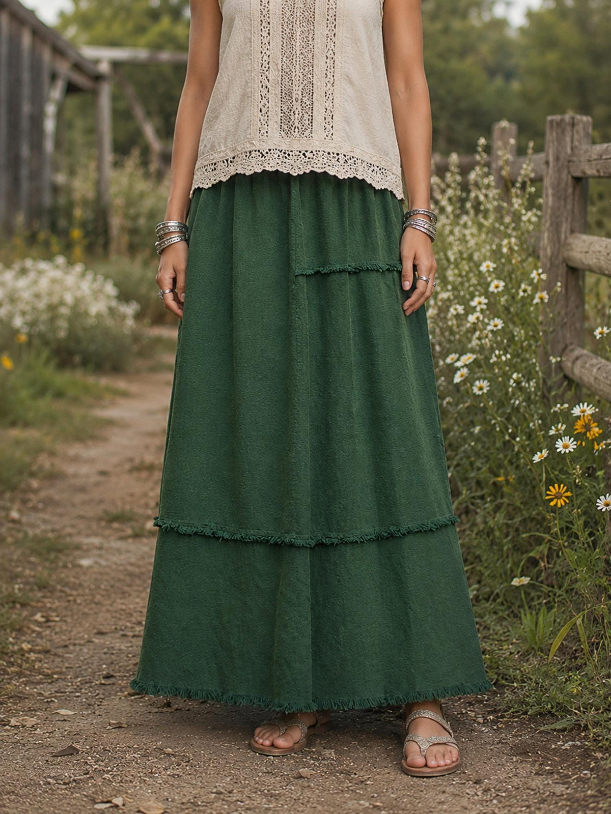 Ingrid Navy Tiered Maxi Skirt — view 2