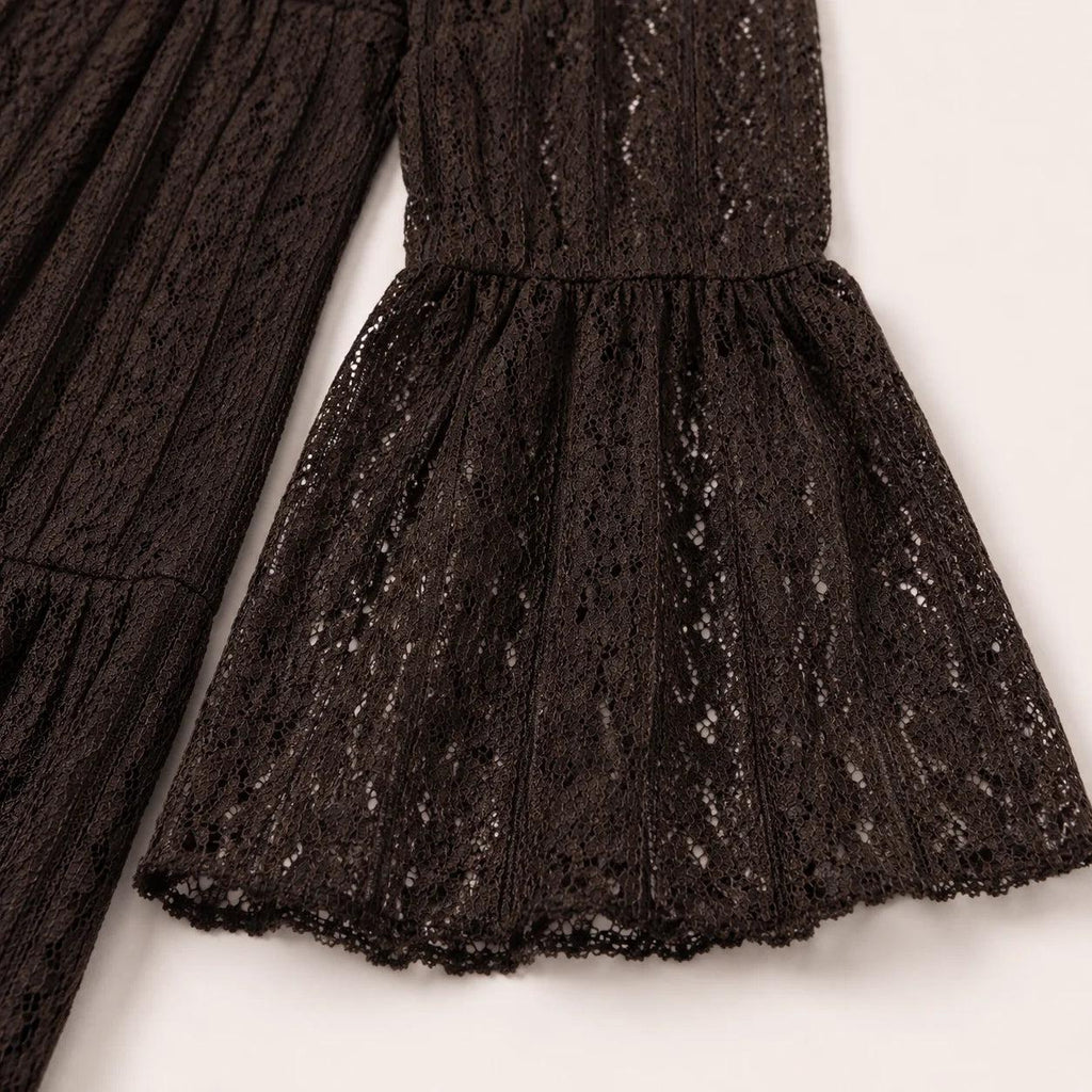 Grace Brown Lace Tiered Maxi Dress — view 5
