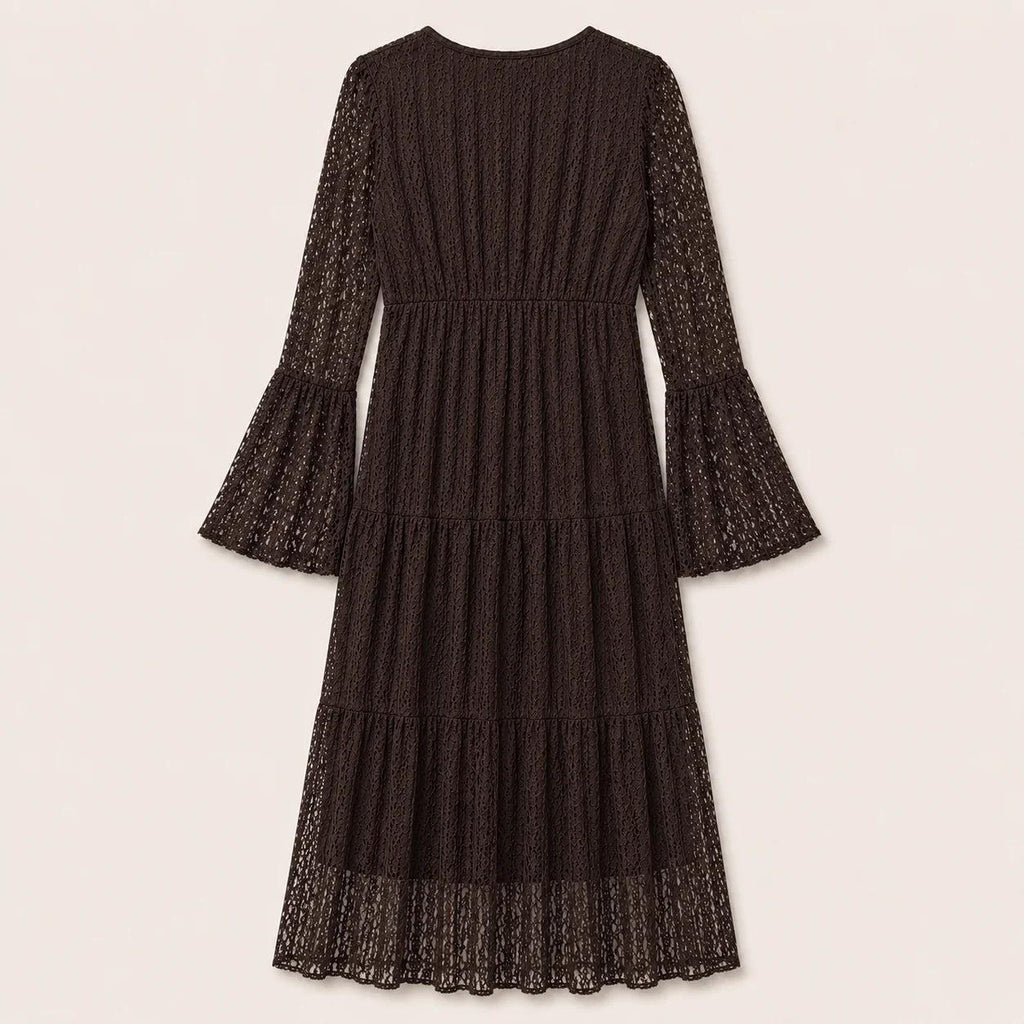 Grace Brown Lace Tiered Maxi Dress — view 2