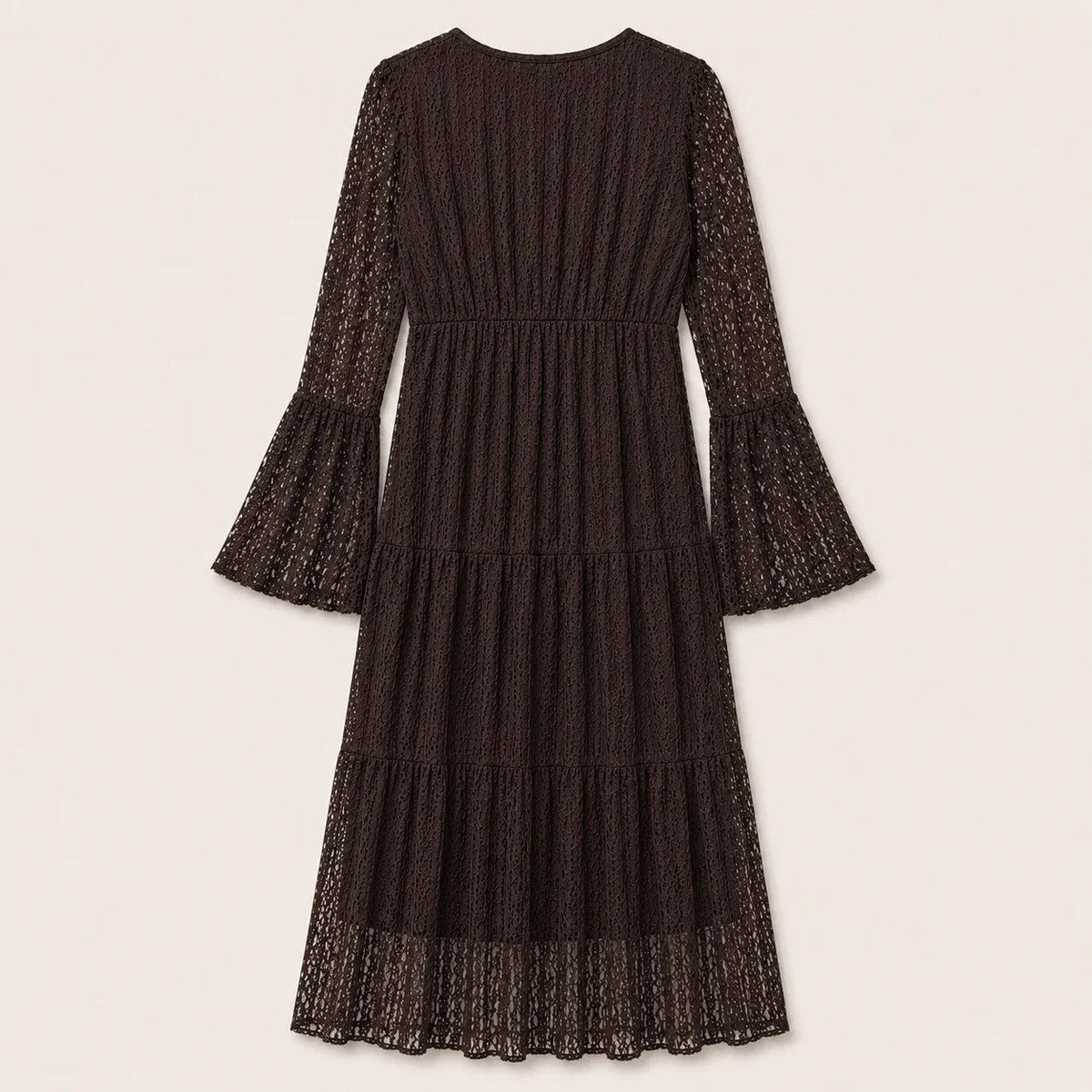 Grace Brown Lace Tiered Maxi Dress — view 2