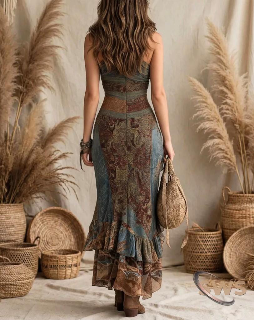 Isla Brown One-Shoulder Maxi Dress — view 2