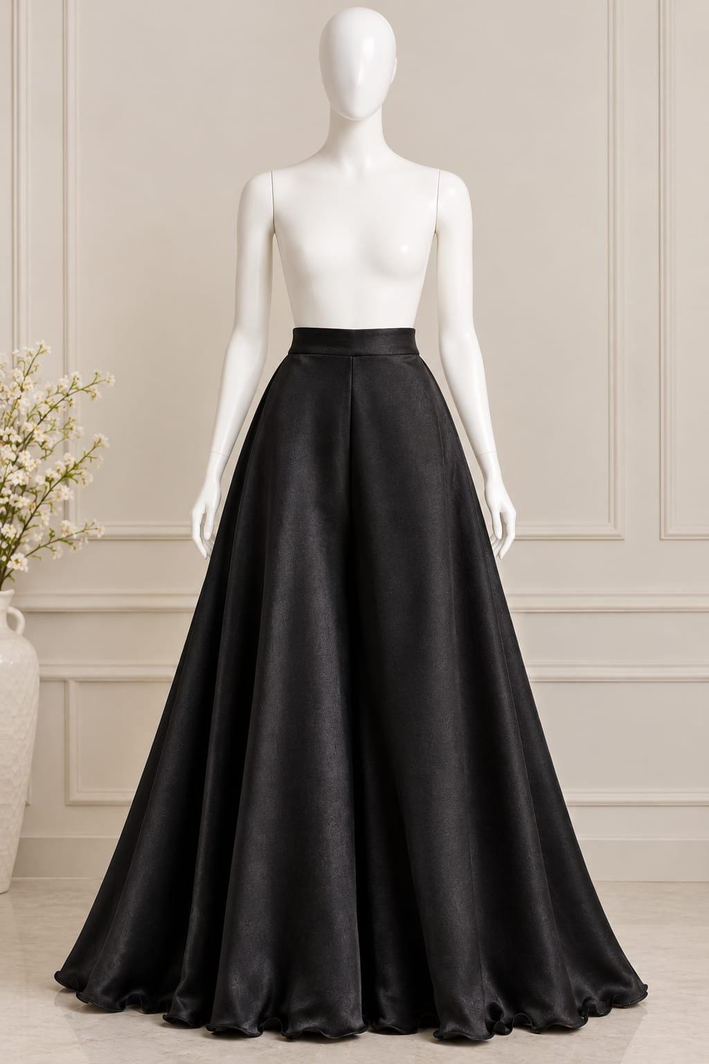 Willa Black Satin Palazzo Pants — view 4