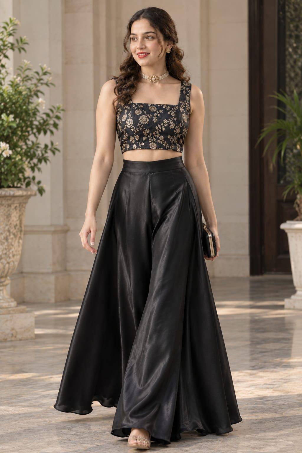 Willa Black Satin Palazzo Pants — Brisa's Boutique