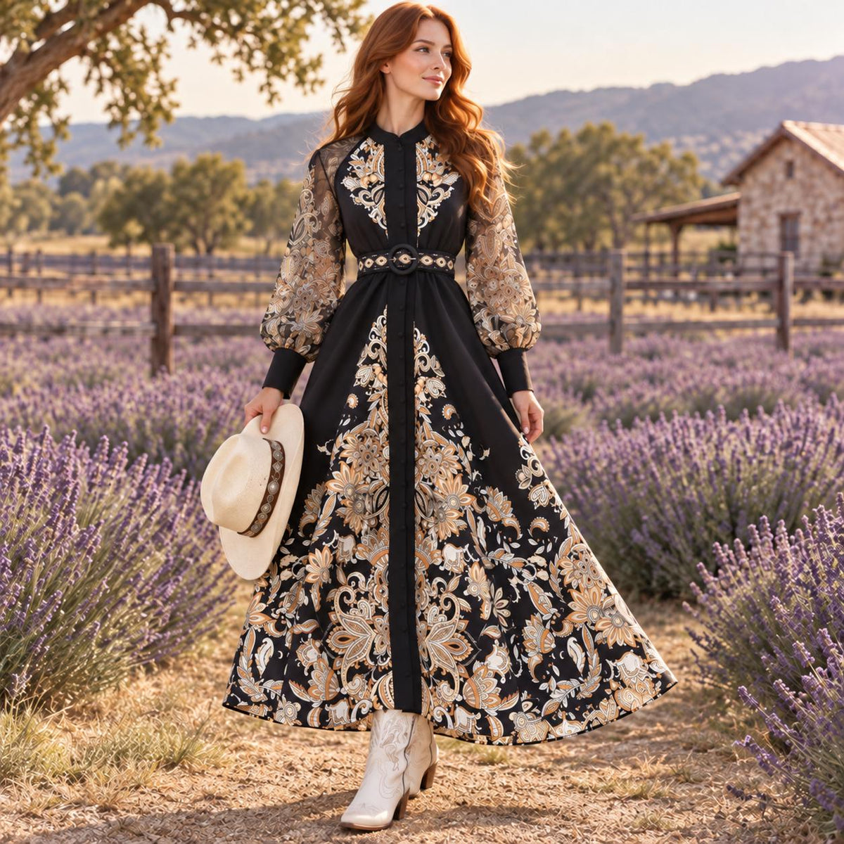 Delia Paisley Maxi Dress — view 3