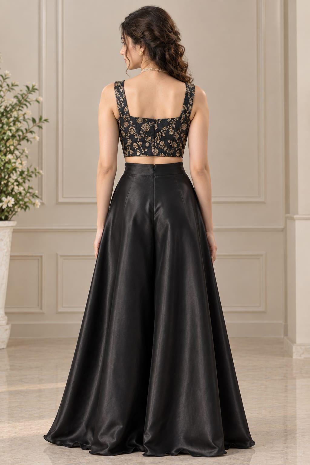 Willa Black Satin Palazzo Pants — view 5