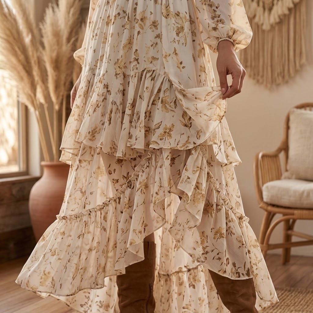 Xena Floral Ruffle Maxi Dress — view 3