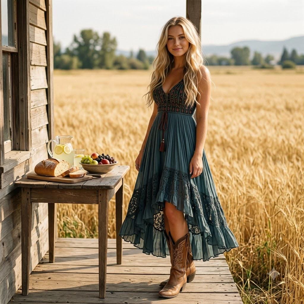 Clara Blue Lace Embroidered Midi Dress — Brisa's Boutique